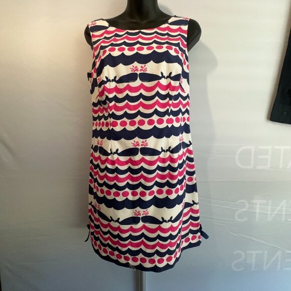 Lilly Pulitzer Delia Resort Whales and Waves Sleeveless Shift Dress Size 4 - Picture 10 of 15